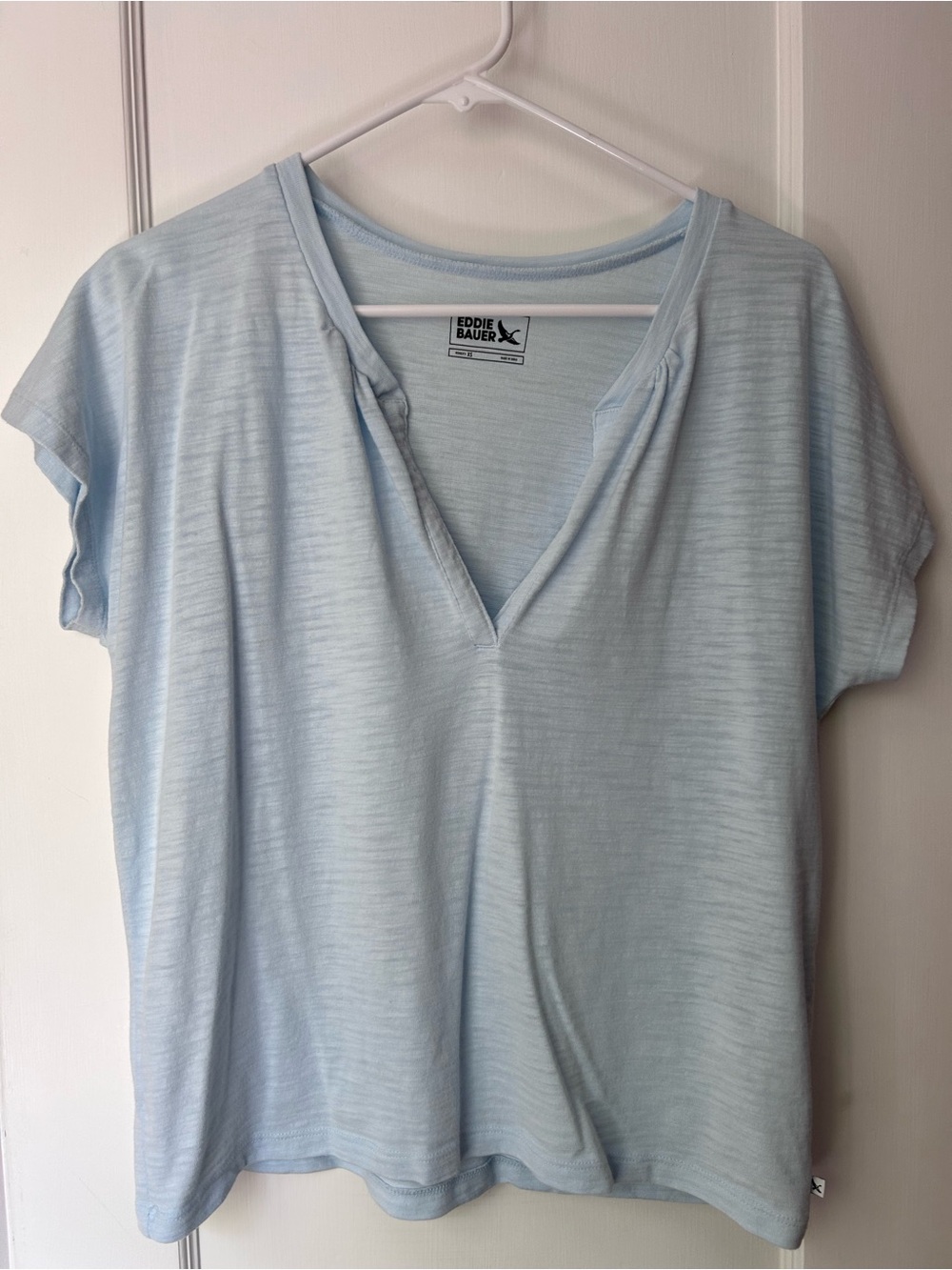 Eddie Bauer Pale Blue V-Neck Short Sleeve Tee